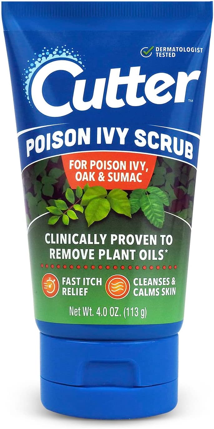 Cutter Poison Ivy, Oak and Sumac Scrub, Removes Poisonous Plant Oils That Cause Rash and Itching, Made with Vitamin E, Fast Itch Relief, Cleanses and Calms Skin, and Natural Exfoliating Beads - Image 1